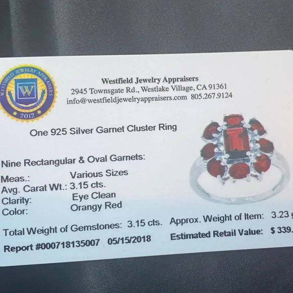 Size 7 -925 Silver Garnet Cluster Ring - Picture 3 of 3